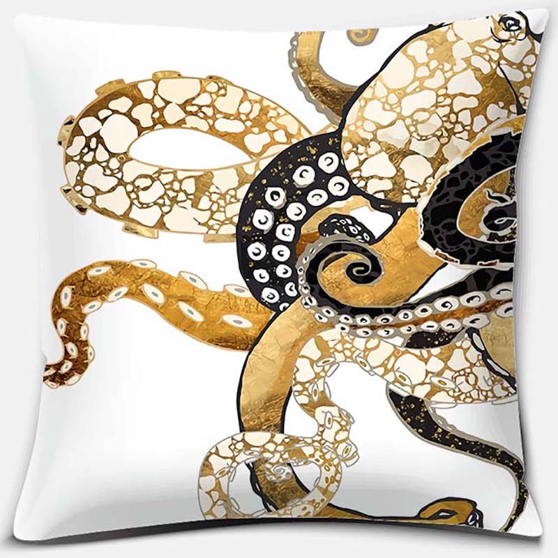 Metal Marine Animal Printing Series Pattern Pillowcase Square Home Office Decoration