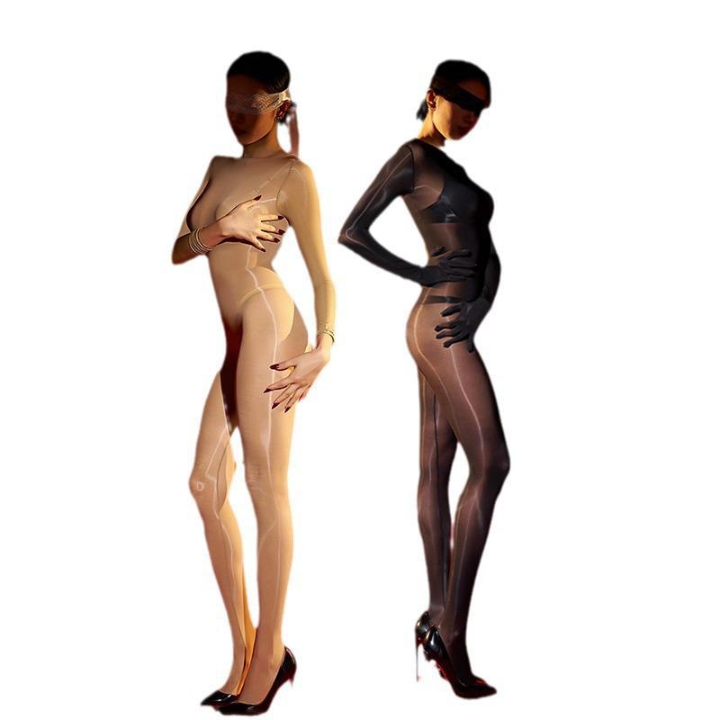 Seamless 8D Catwoman Jumpsuit with Five-Finger Full Coverage Stockings