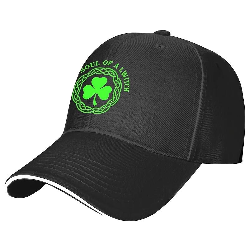 Soul of a LWitch Shamrock Baseball Cap Celtic Knot Graphic Adjustable Casual Polyester Cap Unisex One Size
