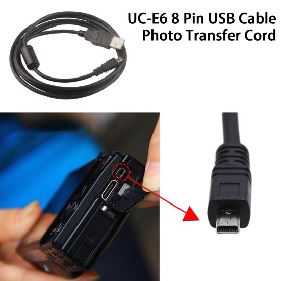 USB Kablosu 150cm Uzunluk Kolay Bağlantı Kararlı İletim Yüksek Hızlı Aktarım UC-E6 8 Pin Kamera Mini USB Veri Kablosu Nikon için