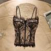 Transparent Lace Corset Slim fit Crop Tops Fashion Suspender Vest  Ladies