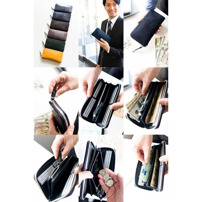 [Korubo] Long Wallet 1LD-0223 Accordion Round Zipper Face Bridle Leather Navy