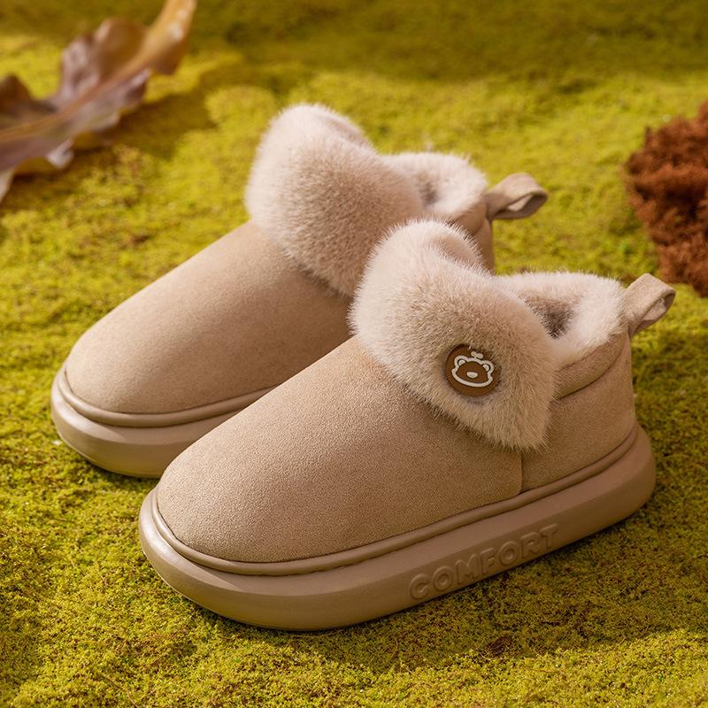 2025 snow boots high-top wool cotton slippers bag heel autumn indoor and outdoor non-slip belt heel cotton shoes
