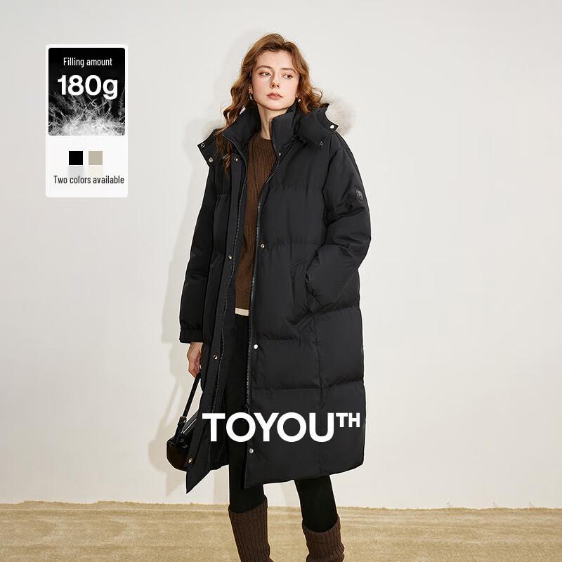 

Женская трехслойная куртка средней длины с капюшоном и воротником из лисьего меха Chuyu с 90% пуха S