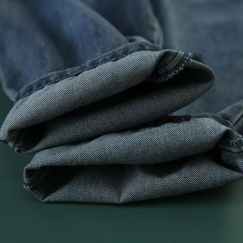 Spring Fall Women Baggy High Waist Harem Jeans Woman Casual Big Pocket Ankle Length Denim Pants Oversize Vintage