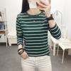 Women's Retro Striped Long Sleeve Slimming Base Layer T-Shirt for Autumn/Winter 2024