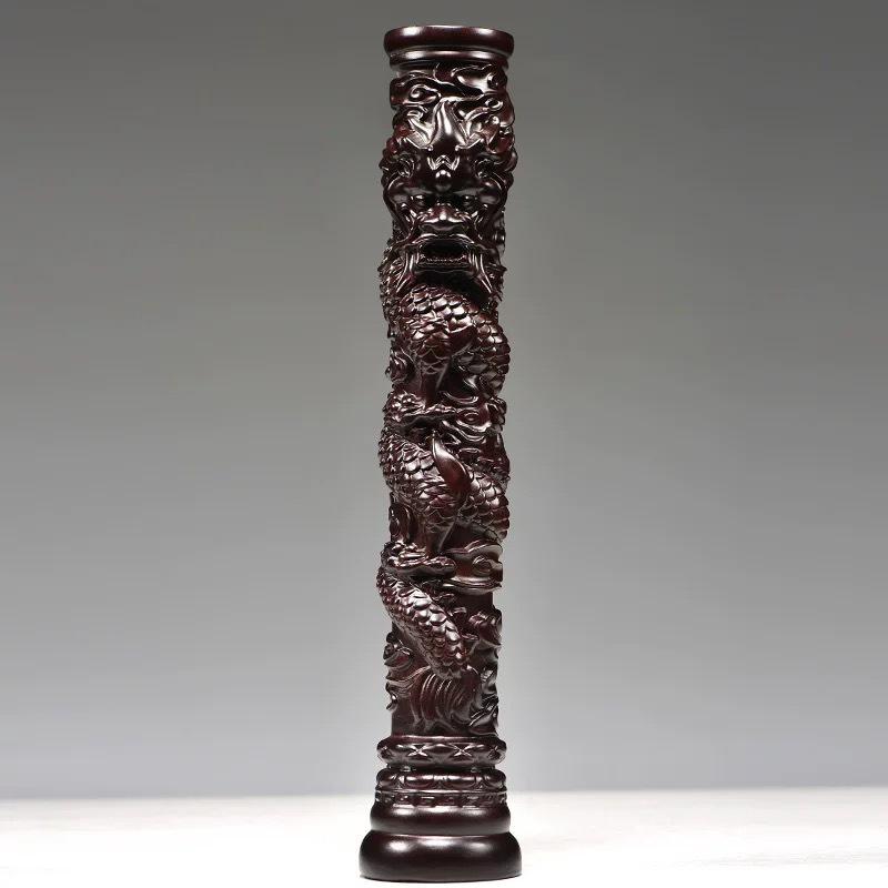 Karin Dragon Pillar Ornament: Solid Wood Twelve Zodiac Dragon Plate for Home Decor