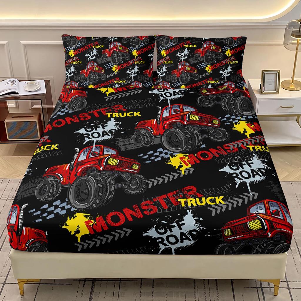 A Variety Of Racing Pattern Mattress Three-Piece Digital Printing Couple Bedspread Bedding Set