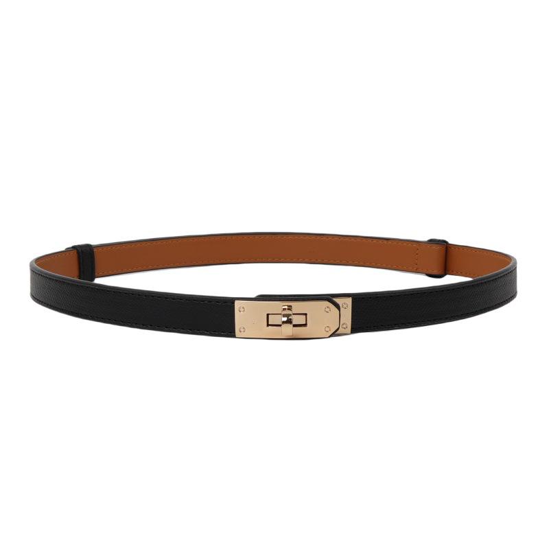 Women's Korean Style Grey Belt - Hole-Free Buckle, Fashionable, Versatile, Adjustable Thin Waistband, Decorative Skirt Accessory.