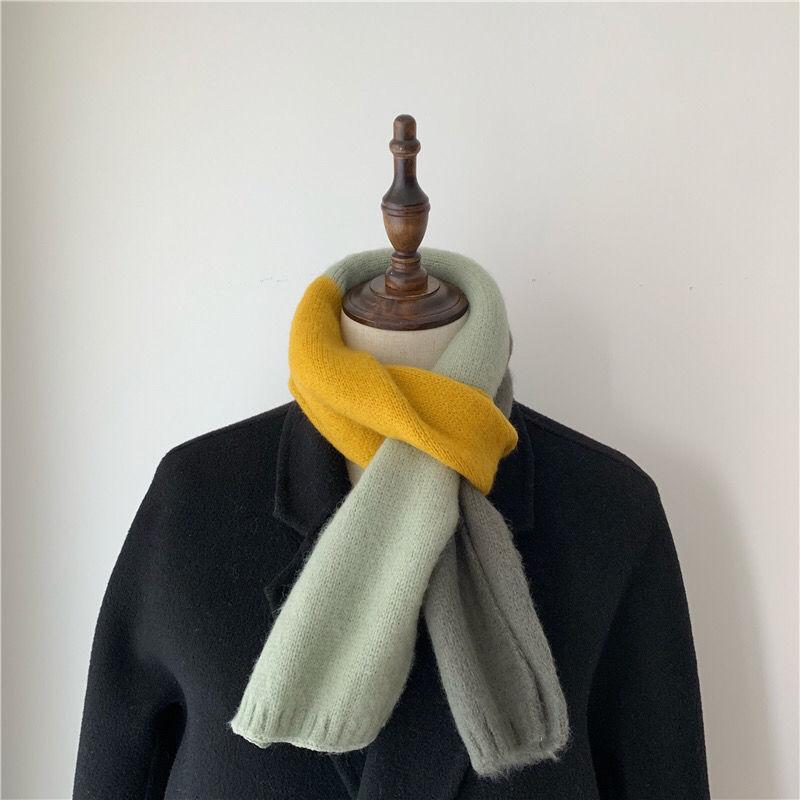 Autumn Winter Versatile Clothing Accessory Small Scarf Thin Warm Girl Student Knit Striped Scarf