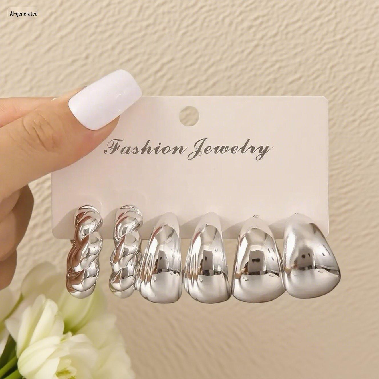 Geometric Irregular Design Earrings: Bold, Exaggerated Plastic Set Featuring a Unique European-American Style