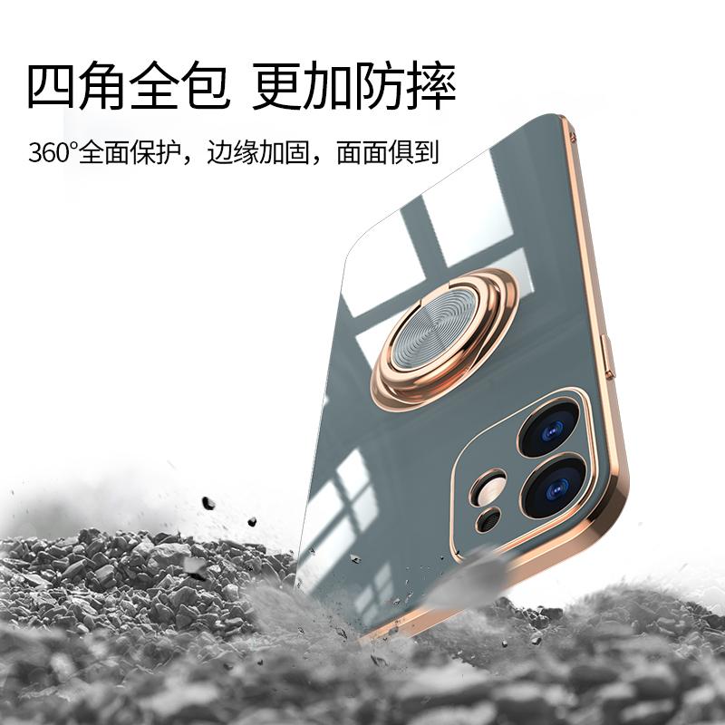 Soft Square Phone Case For iPhone 11 12 13 14 15 Pro Max XS X XR 7 8 Plus SE  Mini Stand Ring Silicone Shockproof Cover