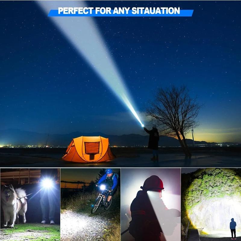 Rechargeable Flashlight Super Bright Portable Ultra Power Long Range Tactical Torch Lamp Outdoor Emergency Camping Lantern
