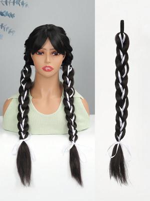 Synthetic Braided Hair Ribbon Ponytail Wig