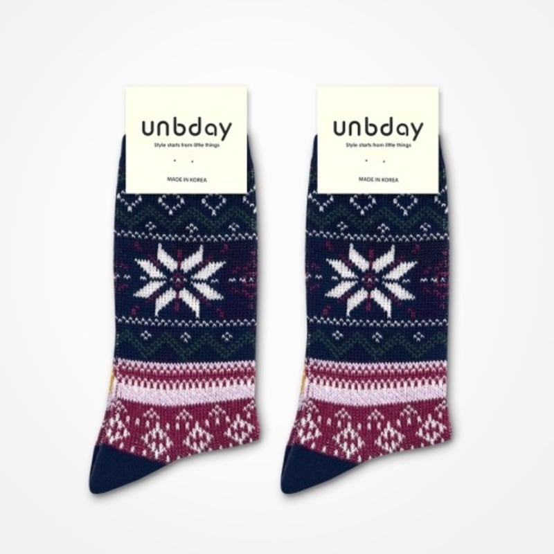 UNBDAY Women's Winter Snowflake Knit Socks