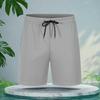 Men Shorts Elastic Waist Adjustable Drawstring Wide Leg Shorts with Pockets Solid Color Beach Casual Shorts