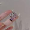 New Fashion Y2K Pink Peach Heart Drop Pendant Earrings Women Girl Sweet Crystal Dangle Earrings Luxury Banquet Jewelry Gift