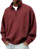 Men's Vintage Check Textured Zip Sweatshirt Stand Collar Long Sleeve Casual Pullover