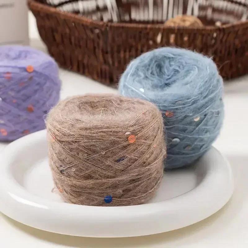 50g Big Sequins, Mohair Wool, Super Soft Yarn, Hat, Sweater, Scarf, Hand Woven DIY Shawl, Wand, Needle DIY Knitting&Crocheting