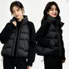 European and American Winter New Stand-up Collar Knitted Sleeves Splicing Shoulder Sleeves Down Cotton Clothes Women's Short Fashion Casu