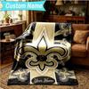 1PC Custom Name Blanket Orleans Saints Logo Flannel blankets Patterns Throw Blanket All-Season Soft Gift for Couch, Bed, Camping, Birthday gifts