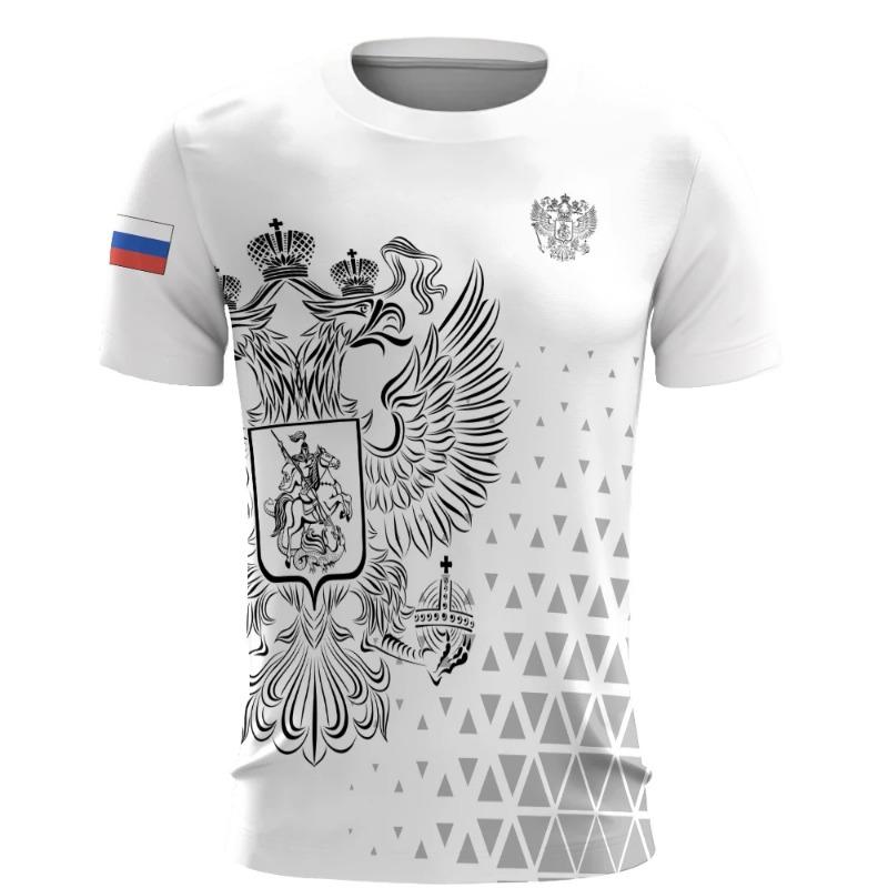 Russian men's 3dT T-shirt, Russian flag short-sleeved quick-drying breathable T-shirt, hip-hop summer casual outdoor sportswear