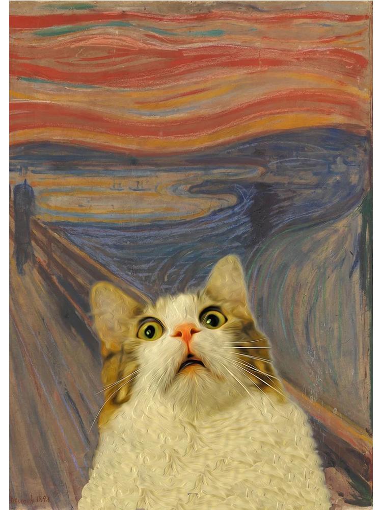 Funny Screaming Cat Dog Posters Canvas Paintings Prints Animal Cats Wall Art Pictures for Living Room Home Decoration Cuadros