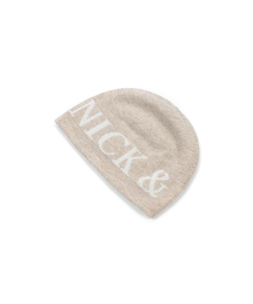 Nigaennikol Cashmere Lettering Jaquard Beanie_Light Beige