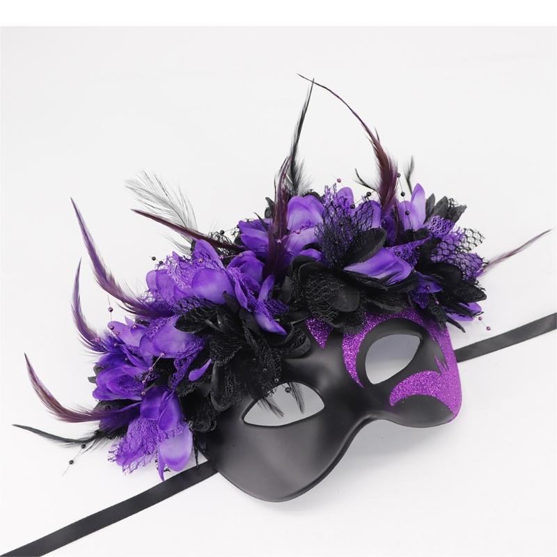 Feathered Masquerade Mask Halloween Party Eye Mask Half Face Mask for Women Cosplay Masquerade Decoration Eyewears