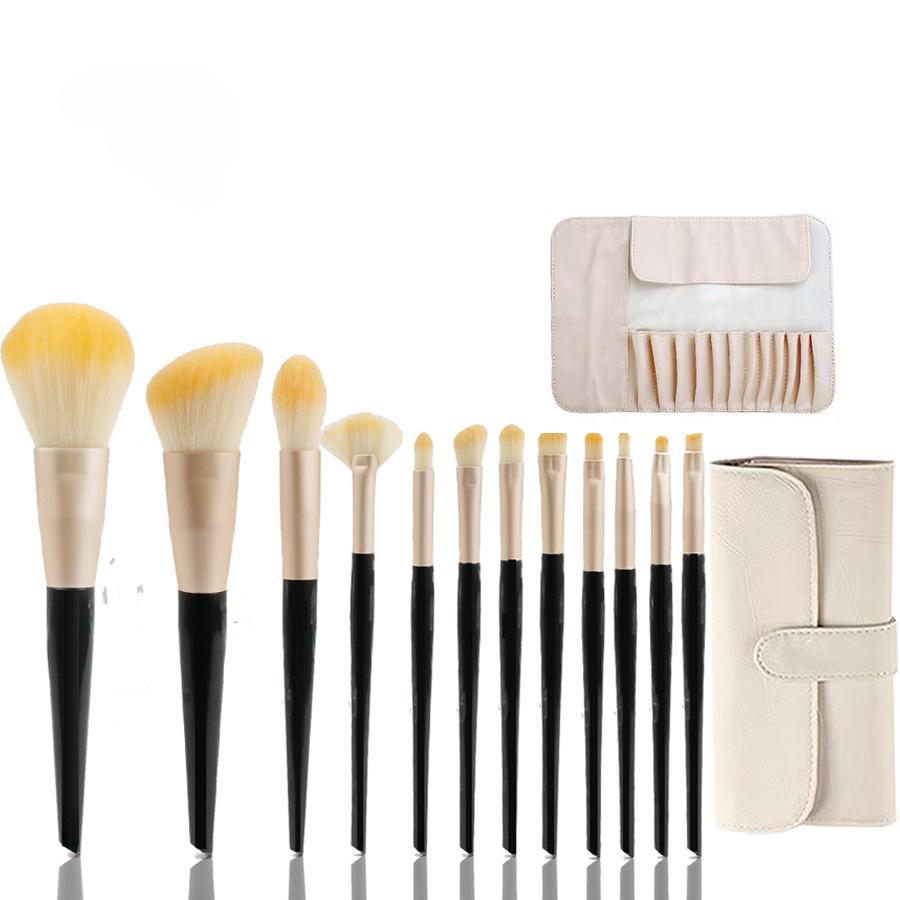 Foundationpinsel Puderpinsel Lidschattenpinsel 12 schwarzes zylindrisches Make-up-Pinselset Lidschattenpinsel Make-up-Werkzeuge