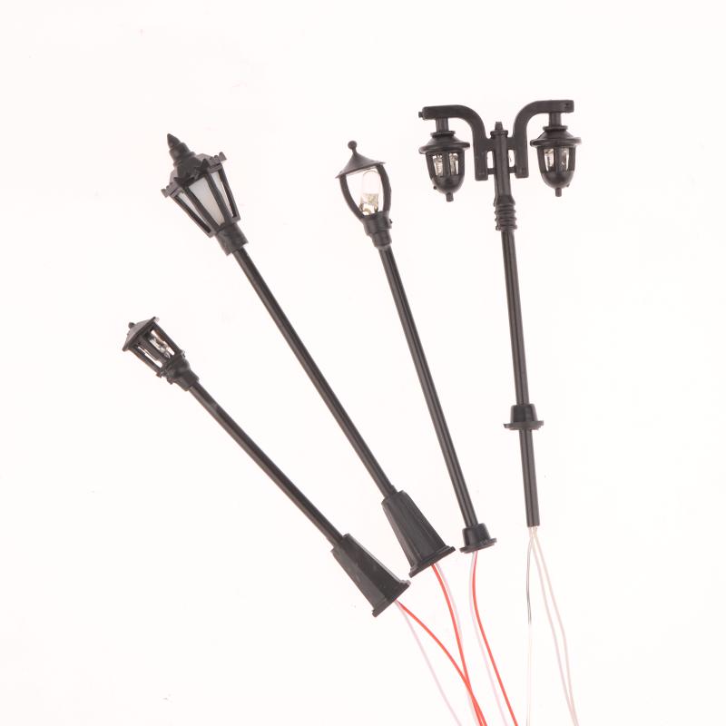 10Pcs Railway Bonsai Micro Landscape Decor For Rail And Building Layout Model Railway Lamppost Led Park Lanterns Lamps