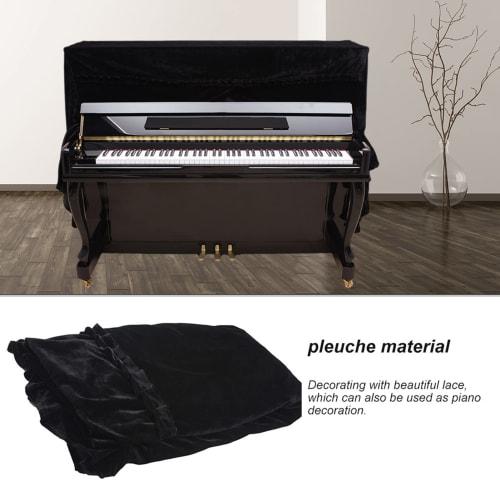 Durable, Thick, Washable Dustproof Piano Cover for Upright Pianos and Double Stools, 158 x 45 x 112cm (Black)