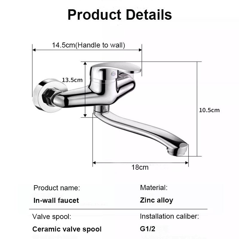 Wall-Mounted Double Holes Basin Faucet Cold Water Mixer Tap Single Handle Wash Chrome Finish Bathroom Mixer Taps