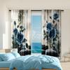 2 Pcs   Versatile Polyester Transparent Curtains for Home Decoration Floral Dark Floral Roses Leaves for Use In Bedrooms and
