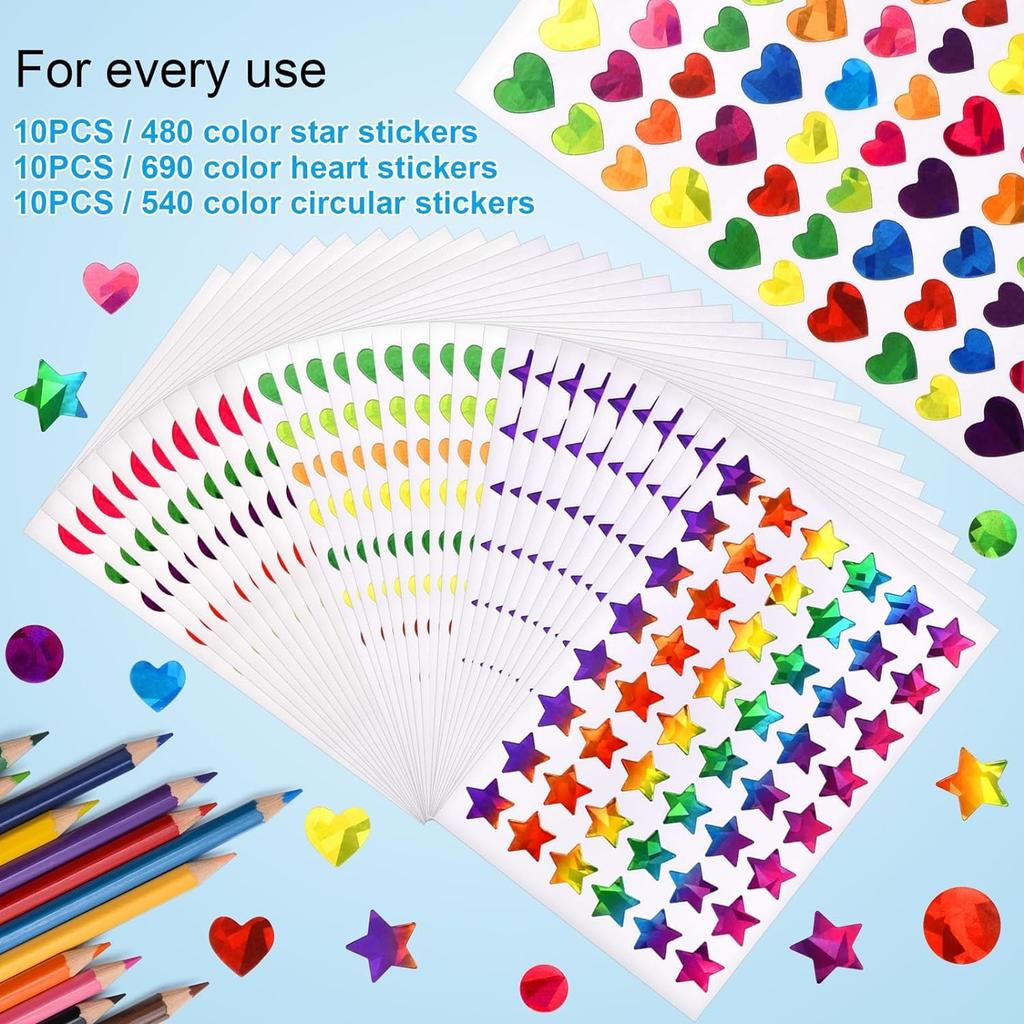 1710pcs 30 Sheets Love Star Stickers for Kids Reward Small Sparkly Sticker for School Student Teacher Supplies DIY Decoration