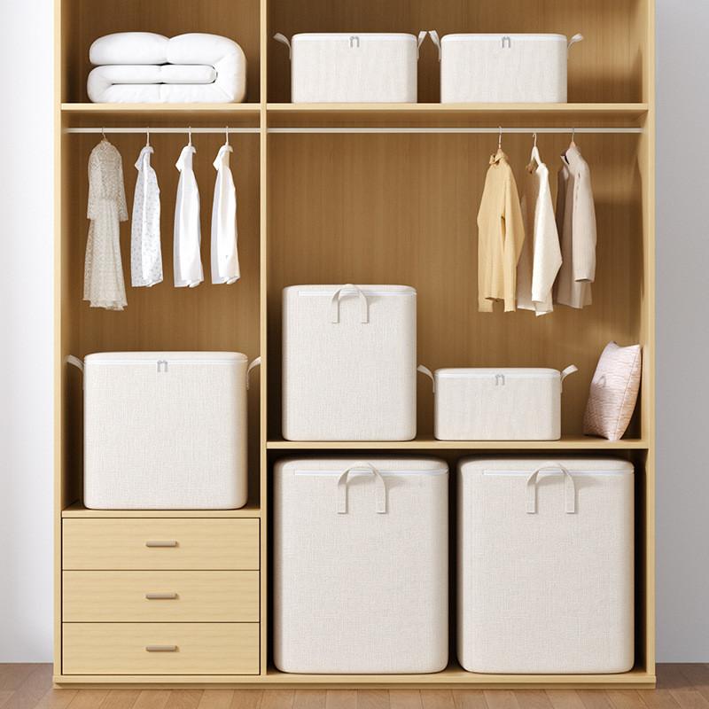 Borsa portaoggetti per abiti in cotone e lino per l'organizzazione della camera da letto e lo spostamento stagionale