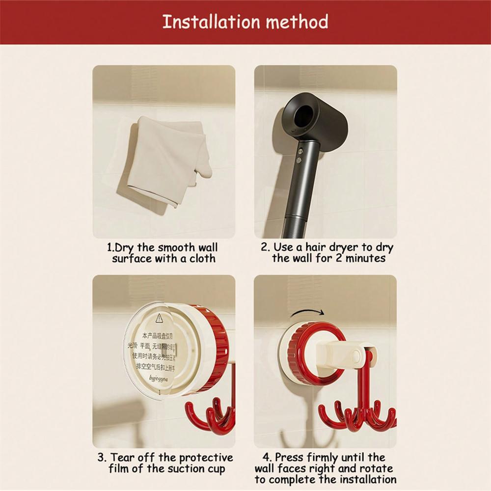 1PC 360 Degrees Rotating Folding Hook Self-Adhesive Suction Cup Hooks Rotating Kitchen Utensil Holder