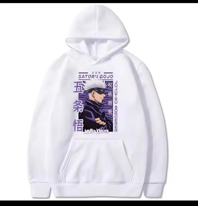 Jujutsu Kaisen Anime Hooded Gojo Satoru Printed Men Hoodies Comfortable Unisex Oversized Sweatshirt Harajuku Streetwear
