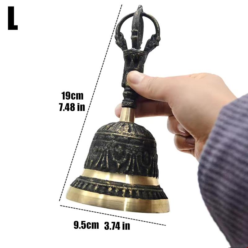 Black Brass Handicraft Large Engraved Hand Bell Loud and Clear Sound for School Meditation Church Bronze Bell Creative Gift
