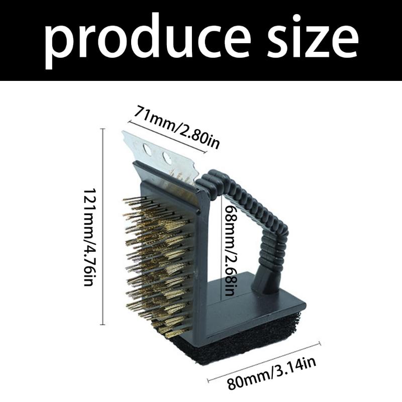 Practical Stainless Steel BBQ Cleaner Brush Copper Wire Bristles And Stainless Steel Scrapers Cleaning Tool