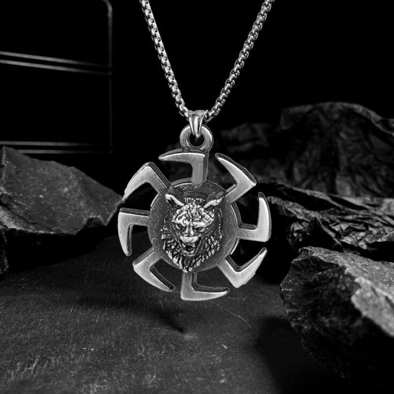 Necklace Men'S Korean Trendy Men'S Necklace Wind Wheel Student Pendant Domineering Necklace Hip Hop Free Pendant