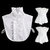 White Big Lapel Fake Collar And Black Detachable Cuff Lace False Collar Stand Removable Faux Col for Women Half Shirt Accessory