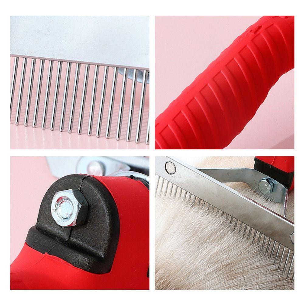 Long Tooth Pet Grooming Rake Anti-Slip Handle Pet Deshedding Brush Clean Up Floating Hair