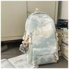 The new schoolbag is high-value, fresh and sweet, literary tie-dye backpack, couple contrasting colors, light travel backpack.