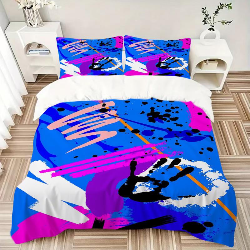 3Pcs Abstract Art Prin Printed Bedding Set, Breathable And Soft, Machine Washable, Christmas Gift, Suitable for Bedroom Decoration, 15156