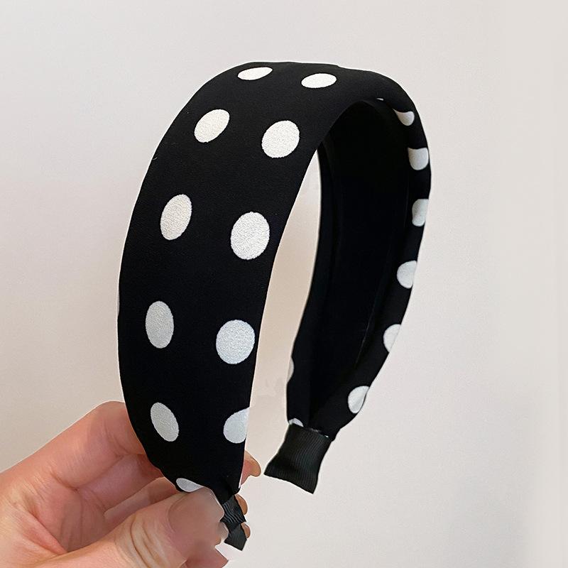 

Тканевая атласная повязка на голову в горошек, модная, ретро, для выхода в свет, универсальная, нишевая, для простой прически