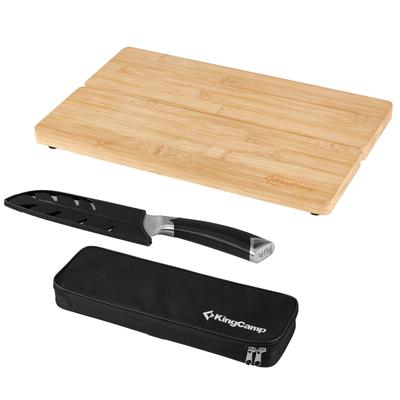 KingCamp Cutting Board Knife Rubber Cutting Storage Case Outdoor Camping Set, Bamboo, Built-in Knife, Anti-Slip Board, Included,