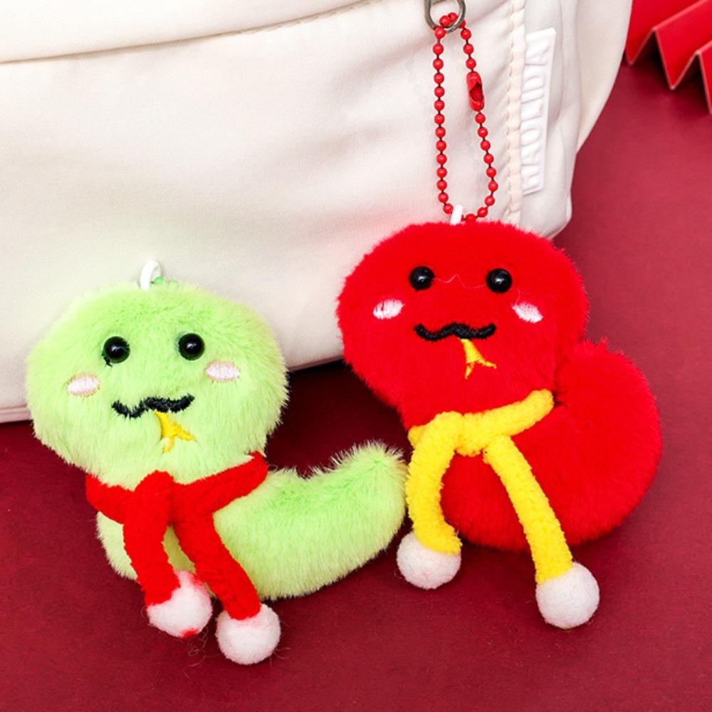 

Шарф брелок змея меховой 2025 новогодний брелок милый плюшевый змея кулон подарки красный