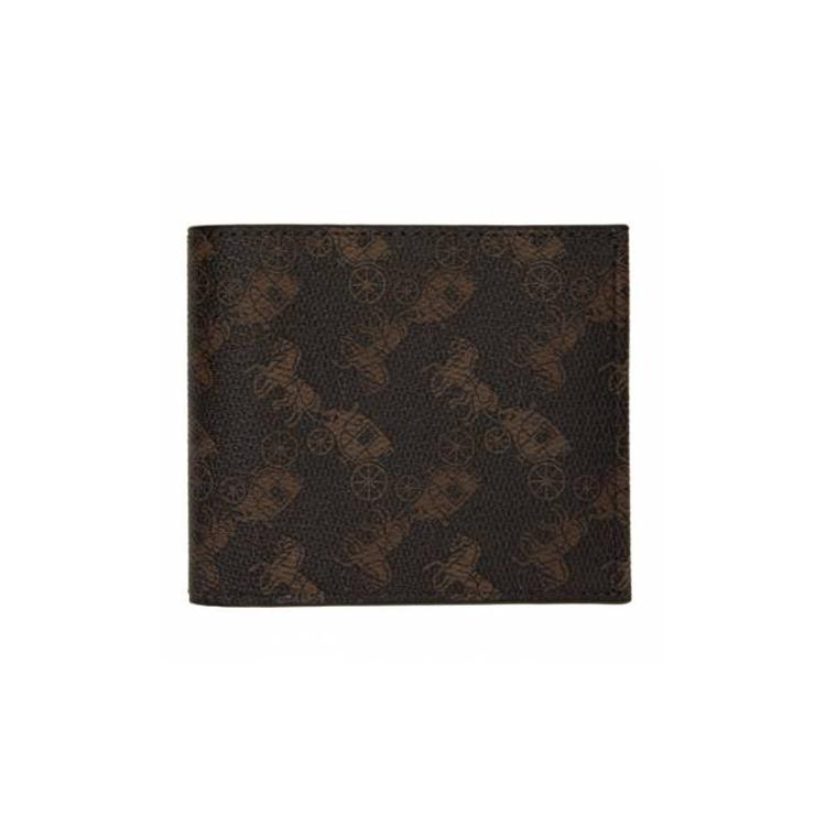 New COACH Billfold Wallet PVC Clutches Wallets Men's Dark Brown 4906-A7U