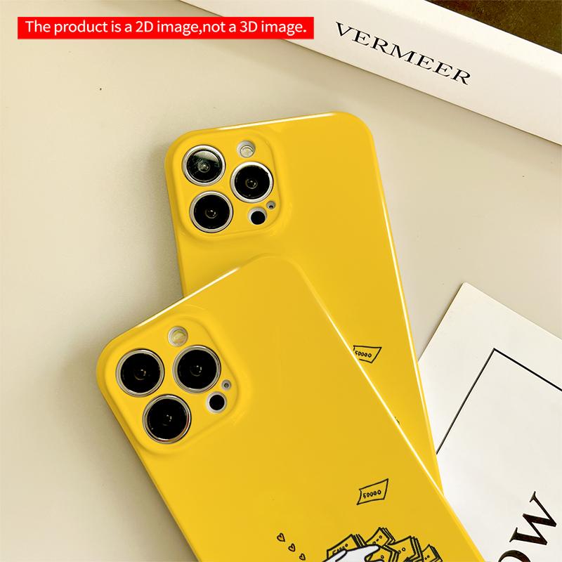 2DFlat Cute Cat on Money Stack All inclusive film hard iPhone case, compatible with iPhone 18 Pro Max 17 16 15 14 13 12 11